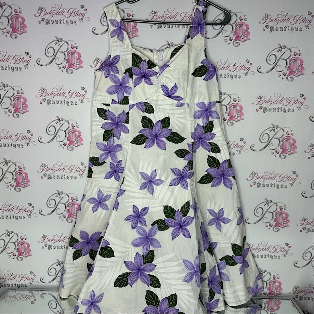Pacific legend apparel dress made in Hawaii Floral White Purple Dress 🌺